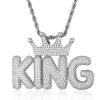 Colliers Hip Hop Iced Out Crown Bubble Lettres Custom Nom Custom Cumbic Zircon Chain Pendants Colliers pour hommes bijoux