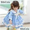 Robes de fille Fille bébé princesse dentelle robe printemps automne enfant Vintage broderie fête d'anniversaire Costume manches longues vêtements goutte Dhiwn