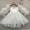 Born Baby Girls Robe d'anniversaire pour les tout-petits Robe de fête de mariage blanche Cérémonie de baptême Robe pour 3Y Infantil Vêtements Enfants 240220