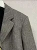 Kurtki damskie jesień i zimowe eleganckie wzór jodełka Tweed pojedynczy rzędowy metalowy garnitur Krótka kurtka dla kobiet