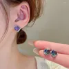 Stud Earrings FEEHOW Gradient Heart Crystal For Women Sweet Romantic Purple Green Earring INS Daily Wearable Accessories