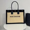 Designer Tote bag RIVE GAUCHE shopping bag Linen and Leather HandBag Straw Letter Designer Tote Women's Underarm Shoulder Bag Beach Bags