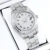 Luxury men's watch, automatic, stainless steel case, diamond-encrusted dial, automatic, diamond-encrusted folding buckle