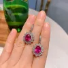 Rings Trend 2023 Vintage Ruby Gemstone Rings Earrings Pendant Necklace Set Women Wedding Cocktail Party Fine Jewelry Anniversary Gift