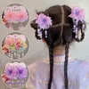 Hair Accessories 1 Pair Organza Flower Butterfly Bow Bead Tassel Pin Clip Headwear Chinese Hanfu Cosplay Hairpins For Girls