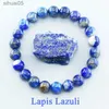 Kralen echte 5A natuurlijke Lapis Lazuli stenen kralen armband Homme elastische hoge kwaliteit energie genezing sieraden voor vrouwen cadeau voor vriend YQ240226