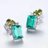 Emerald Gemstone Stud Earrings S925 Silver Shiny Zircon örhängen Europeiska temperament nischdesignsmycken211r