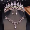 Fashion Bridal Jewelry Sets With Tiaras for Princess Crown Necklace Earrings Set Wedding Dress Bride Costume Accessories 240220