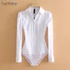 Moda Body manica lunga Donna Body Camicia Office Lady Divise da lavoro Primavera Camicette bianche e top Slim Autunno Abbigliamento240226