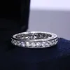 Anneaux de bande à la mode pour femmes de mariage anneau doigt éblouissant diamant 925 Recommandation de cadeau d'anniversaire argenté