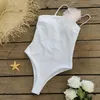 Women's Swimwear 2024 Triangle Pure White Backless Swimsuit One-shoulder For Women Fashion Bikini Beachwear