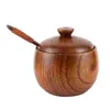 Dinnerware Sets Kitchen Spice Jar Storage Seasoning Container Salt Shaker Spices Jars Wood Condiment Wooden Canister Utensils