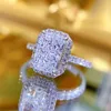 Rulalei Wedding Rings Luxury Jewelry Soild 100% 925 Sterling Silver Radiant Shape Moissanite Diamond Party Eternity 6*9 Women Engagement Band Ring Gift