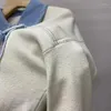 여성용 재킷 2024 여성 대형 이중 물질 코트티건 가을 겨울 닳은 데님 섹션 버튼 하이 스트리트 세련된 멋진 패션 S