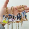 Necklaces Personalized Colorful Portrait Name Pendant Necklace Custom Name Necklace Men Women Necklace Memory Pictures Family Jewelry Gift