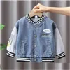 Jackets Boys Spring Coat 2023 Childrens Denim Baseball Jacket Baby Fashion Casual Kids Jeans For Boy 230904 Drop Delivery Maternity Dhk4H