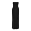 Casual Dresses 2024 Solid Spring For Women Sexig Bow Split Patchwork Dress Backless Line Neck axelbandslös cocktail sundress