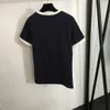 Envío gratis 2024 azul marino/blanco cuello redondo manga corta algodón mujeres camisetas diseñador carta corta mujeres tops 226190