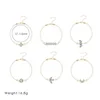 Fashion Female Bracelets Geometry Clover Round Moon Crystal Leather Gold Bracelet Set Exquisite Women Birthday Party Jewelry1228G