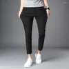 Männer Hosen 2024 Sommer Knöchellange Männer Stretch Casual Slim Fit Elastische Taille Jogger Business Koreanische Dünne Braun Klassische Hose männlich