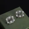 Luxury Designer Square Stud Earrings Women's Pearl Diamond Crystal Earrings Gift Jewelry Gold Silver Optional