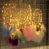 الحفل ديكور حلم الماسك الرياح 6 ألوان LED ريشة الجدار معلقة زخرفة Dreamcatcher Decorations T9i002573