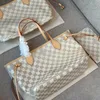 Klassisk nätdesigner stor kapacitet handväska högkvalitativ Tote Travel Axel Women's Casual Never Shopping Full Bag Purse