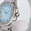 2024 QC Reloj de mujer de lujo más nuevo 35 mm Bisel de diamante Esfera negra Tesoro azul Mecánico Transparente Cal.324sc Relojes de pulsera mecánicos automáticos para mujer P001