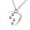 Lily Cremation Jewelry Puppy Pet Dog Paw Print Heart Necklace Memorial Urn Pendant Ashes With Present Bag och Chain309a