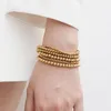 Strand DIEYURO 316L Stainless Steel Gold Color Beaded Bracelet For Women Girl Trend Bangles Non-fading Jewelry Gift Party Bijoux