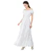 Medieval Dress Off Shoulder Victorian Irish Dresses European Clothing for Women White Elastic Waist Long Dress Elegant 240220