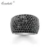 Cocktail Rings Black CZ Pave Wide 925 Sterling Silver Gift For Women & Men Europe style Rebel Ring Fashion Jewelry 210924213r