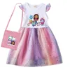 Girl Dresses Adorable Cartoon Gabby Cats Fly Sleeve Baby Dress With Bag And Headband Kids Gabby's Dollhouse Cosplay Costume