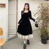 Casual Kleider Elegante Samt Mini Lange Für Frauen Große Größe 4XL Herbst Winter Weibliche Pailletten Kragen Schwarz Party Warme Vestido rüschen Robe