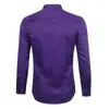 紫色のメンズバンブファイバードレスシャツブランドスリムフィット長袖ケムズホムノンアイアンイージーケアフォーマルシャツ男性240220