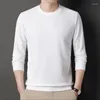 Men's Polos Spring Shirt Waffle Long-Sleeved T-shirt Round Neck Trend Sweater Undershirt