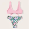 Mulheres de banho de duas peças impressão push-up acolchoado sutiã praia bikini conjunto maiô sexy brasileiro bahting beachwear