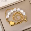 Bracelet de perles double couche en perles de mode, pendentif en forme de cœur en cristal pour femmes, en acier inoxydable, bijoux de fête de mariée, cadeau 2022 YQ240226