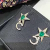 Luxe kwaliteit stud oorbel met diamant en groen voor vrouwen bruiloft sieraden cadeau hebben stempeldoos stervorm PS3553