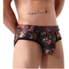 Cuecas Sexy Gay Underwear Homens Hollow Back Briefs Shorts Homem Impressão Calcinha Cintura Baixa Bolsa Cueca Calzoncillo Plus Size M-XXL