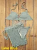Женские купальники, комплект из 3 предметов, цыганский бохо, связанный крючком, женские купальники, юбка с кисточками и длинной бахромой, пляжная юбка Net1 240226