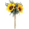 Kwiaty dekoracyjne symulowane słonecznika panny młodej dostarcza bukiet ślubny Prop vintage lina sztuczna