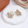 Dingle örhängen Syoujyo Luxury Cutout English 585 Rose Gold Color Fine Jewelry Trendy Natural Zircon Full asfalterad