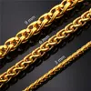 Chains U7 Wheat Twisted Rope Chain Necklace For Men Women 3/6/9MM Width 18-30inches HipHop Jewelry