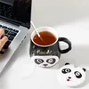 Tassen Schöner Panda-Keramikbecher mit Deckel, große Kapazität, Kaffeetasse für Frauen, süßes Geschenk für Büro und Zuhause