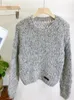 Pulls pour femmes Femmes Basic Classic Rétro Paillettes Embelli Gris Pull tricoté à la main Pull en laine mélangée 2024 po