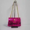 Bolsa de ombro feminina kurt com corrente de corpo cruzado, bolsa de cabeça de águia de metal, bolsa mensageiro de couro pu brilhante, escultura de cabeça de pássaro wom246j