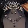 مجموعات مجوهرات الأزياء الزفاف مع Tiaras for Princess Crown Netclace أقراط مجموعة الزفاف ملحقات الأزياء العروس 240220