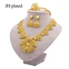 Jewelry sets 24K Dubai gold color wedding for women necklace earrings Bracelet ring African bridal gifts collares Jewellery set 20252B