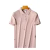 Herrpolos 2024 Printed Fashion Casual Lapel Summer Dress Brodered Mercerised Pearl Cotton Short-Sleeved Polo Shirt Men